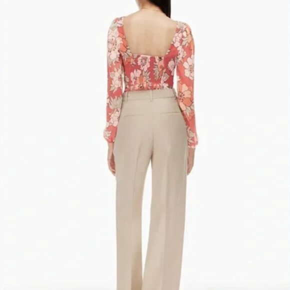 Aritzia Wilfred Grace Top in Warm Sienna Red/Subtle Mint Floral - Picture 2 of 16